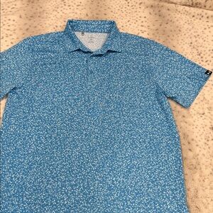 Under Armour Blue and White Patterned Polo Shirt Loose Fit